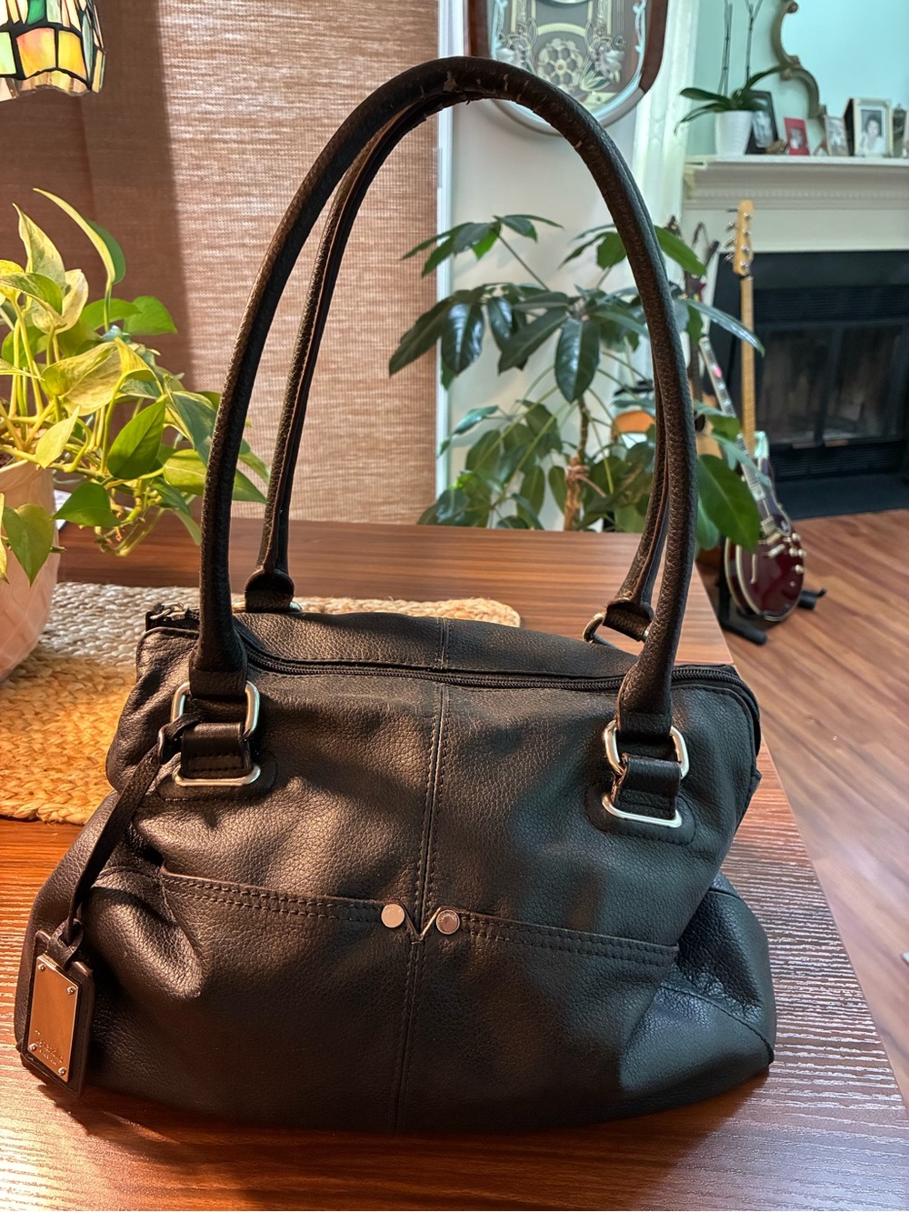 Tignanello Black Leather Tote Handbag - 
Women's